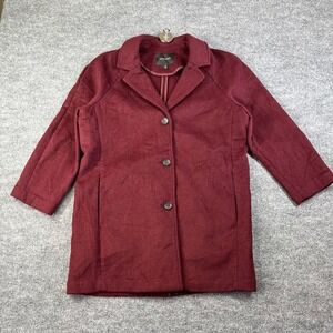 Banana Republic Wool Coat Women's Burgundy Classic Jacket Academia Preppy Medium